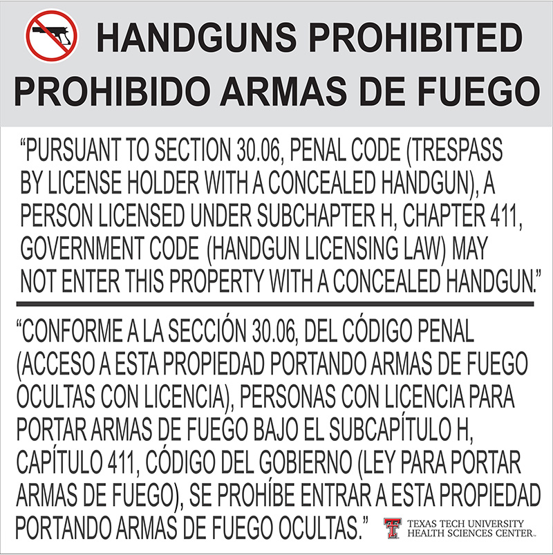 handgun permit signage example 30.06
